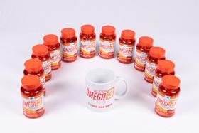 O super Omega 3 ajudando a sua dieta e controle alimentar kit com 12 frascos + Caneca