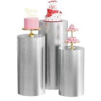 O suporte de pedestal cilíndrico cobre Wokceer para festas, 3 peças de elastano