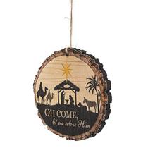 O Venha Vamos Adorá-lo Presépio Casca de Árvore de Madeira 4 polegadas Ornamento de Árvore de Natal