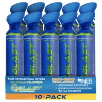 O2 Blast - Suplemento de Oxigênio Puro, Lata Portátil com 99,99% de Oxigênio Puro com Máscara de Respiração Personalizada, Energia, Desempenho, Recuperação Rápida, Ideal para Altitude Elevada e Esportes - 10L, Pacote com 10