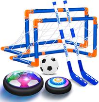 OASO Kids Brinquedos Hover Hóquei Futebol Conjunto com 3 Gols, Bola de Futebol Flutuante Recarregável com Led Light e Espuma Bumper, Jogos Esportivos Ao Ar Livre Interior Brinquedos Brinquedos Presentes para Meninas meninos 3 4 5 6 7 8-12