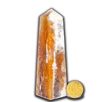 Obelisco Aragonita Raio Laranja Lapidação Manual 9 a 12 cm