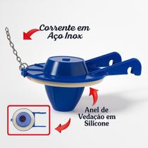 Obturador Universal para Caixa Descarga Acoplada com corrente inox