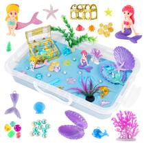 Ocean Sensory Bin, kit de areia sensorial moldável azul, caixa de areia com tampa, plástico colorido, concha, concha, estrelas do mar, gemas, brinquedos para crianças, presentes infantis para meninos e meninas Ocean Sensory Bin, kit de areia sensorial moldável azul, caixa de areia com tampa, plástico colorido, concha, concha, estrelas do mar, gemas, brinquedos para crianças, presentes infantis para meninos e meninas