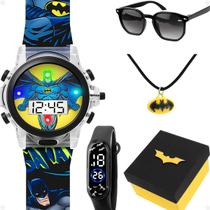 ocolos colar + caixa + relogio digital infantil preto led silicone presente pulseira ajustavel menino qualidade premium