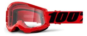 Óculos 100% Strata 2 2021 Motocross Trilha Endur Vermelho Re