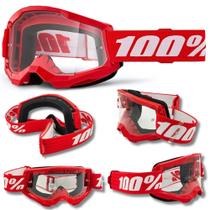 Óculos 100% strata2 motocross red cristal trilha original