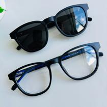 Óculos 2 em 1 Clip On Acetato Quadrado Azul Duo