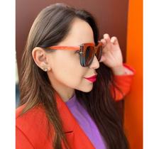 Óculos 2 em 1 Clipon de Sol e Grau Feminino Estilo Gatinho Azul e Laranja Proteção UVA e UVB