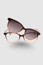 Óculos 2 em 1 Feminino Quadrado Clip On Gatinho Degradê Laranja