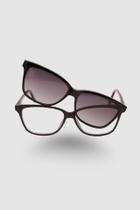 Óculos 2 em 1 Feminino Retangular Clip On Preto