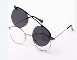 Óculos 2 em 1 Redondo Clipon Lentes Polarizadas 100%UV400