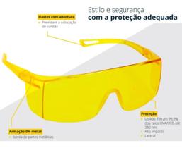 Óculos Amarelo Ambar Armação Dielétrica Resistente para Eletricista e Indústria Proteção UV400
