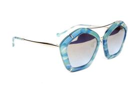 Óculos Ana Hickmann AH3165 G23 Azul Striped Lente Espelhada Prata Tam 56