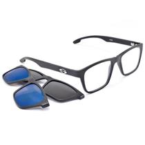 Oculos Armação ClipOn Solar Lente Espelhada Azul Smart 986