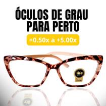Óculos Armação Grau +0.50 Ate +5.00 Feminino Hipermetropia Gatinho Ondulado Rosa Leopardo Leitura