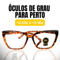 Óculos Armação Grau +0.50 Ate +5.00 Feminino Hipermetropia Gatinho Ondulado Tartaruga Leitura