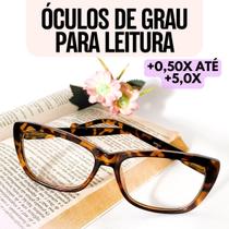 Óculos Armação Grau +0.50 Ate +5.00 Feminino Hipermetropia Gatinho Tartaruga Vista Cansada Óculos Armação Grau +0.50 Ate +5.00 Feminino Hipermetropia Gatinho Tartaruga Vista Cansada