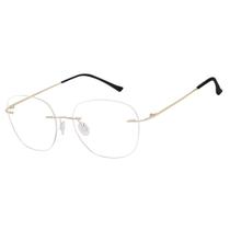 Óculos Armação Grau Feminino Balgriff Dourado Sem Aro Redondo 685 - ISABELA DIAS