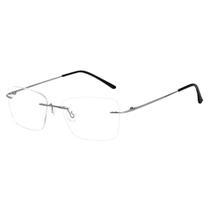 Óculos Armação Grau Masculino Prata Balgriff Sem Aro Quadrado 681