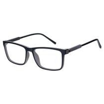 Óculos Armação Grau Masculino Quadrado Moderno Preto Cinza Izaker 1266