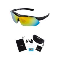 Óculos Bike Ciclismo Mtb 5 lentes para trocar unissex proteção solar UV 400 lente polarizada Kit completo + clip para colocação de grau - Ovisivo