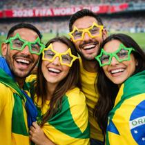 Óculos Brasil Copa Do Mundo Festa Torcedor Verde Amarelo