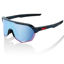 Óculos Ciclismo 100% S2 Black Holographic Hiper Blue Multilayer Mirror Lens
