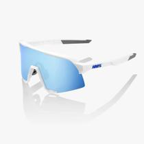 Óculos Ciclismo 100% S3 Armação Branca Lente Azul Espelhado