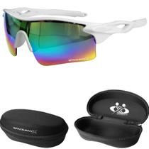 oculos Ciclismo Bike Corrida Esportivo Uv400 Protecao + Case lente espelhada original presente acetato vilão branco