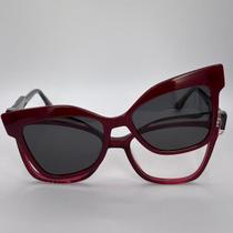 Óculos Clip On feminino 2x1 Vinho Translúcido com Clip Magnético Proteção UV400 Polarizado acetato premium Óculos Clip On feminino 2x1 Vinho Translúcido com Clip Magnético Proteção UV400 Polarizado acetato premium