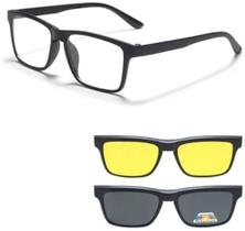 Óculos Clipon Adicional Óculos 3 Em 1 Preto Polarizado Amarelo Imã
