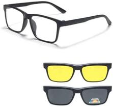 Óculos Clipon Adicional Óculos 3 Em 1 Preto Polarizado Amarelo
