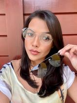 Óculos Clipon Sol Armação Feminina Grau Metal 2 em 1 Sereia Dourado-Sunrise Óculos