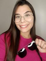 Óculos Clipon Sol Armação Feminino Grau Retrô Quadrada Thelma 2 em 1 Dourada