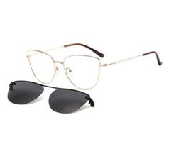 Óculos Clipon Sol Armação Grau Gatinho 2 Em 1 Doo Dourado - Palas Eyewear