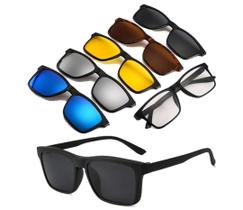 Óculos Clipon Sol Armação Masculino Grau Quadrada 5 em 1 Genesis Óculos Clipon Sol Armação Masculino Grau Quadrada 5 em 1 Genesis