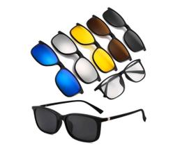 Óculos Clipon Sol Armação Masculino Grau Quadrada 5 Em 1