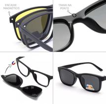 Óculos Clipon Sol Armação Masculino Grau Quadrada Palawan 5