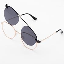 Óculos Clipon Sol Armação Unissex Grau Metal 2 em 1 Hexagonal 3041- Óculos Sunrise