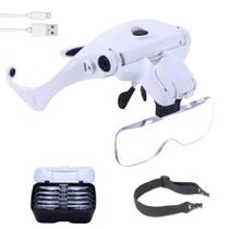 Óculos Com Lupa de Cabeça Pala Profissional 5 Lentes e Luz LED Recarregável BOM7461