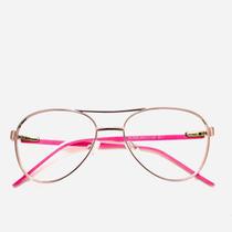 Óculos Completo Aviador + Lente Anti Reflexo Com Seu Grau - Rosa