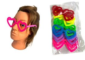 Óculos Coração Colorido Fantasia evento carnaval Kit 12un - Lynx produções