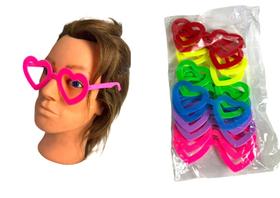 Óculos Coração Colorido Fantasia evento carnaval Kit 6un - Lynx produções