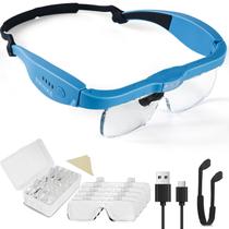 Óculos de aumento, faixa de cabeça SWHIKE, recarregável com luz