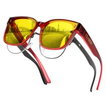 Óculos de condução de visão noturna FEISEDY B0269 vermelho/amarelo