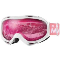 Óculos de esqui OutdoorMaster OTG 100% de proteção UV branco/rosa