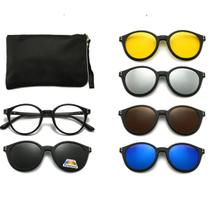 Óculos de Grau + 5 Lentes Clip On Sol Solar Polarizada 2285A Óculos de Grau + 5 Lentes Clip On Sol Solar Polarizada 2285A