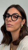 Óculos de Grau Armação Feminino Quadrado Harper Preto Rajado - Acetate