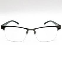 Óculos de Grau Armação Metal Grande Fio de Nylon Masculino Moderna Meio Aro Premium com Estojo e Flanela